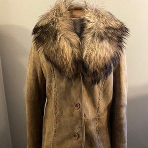 Mill Valley Shearling Coat with Fox Fur Trim Size 8